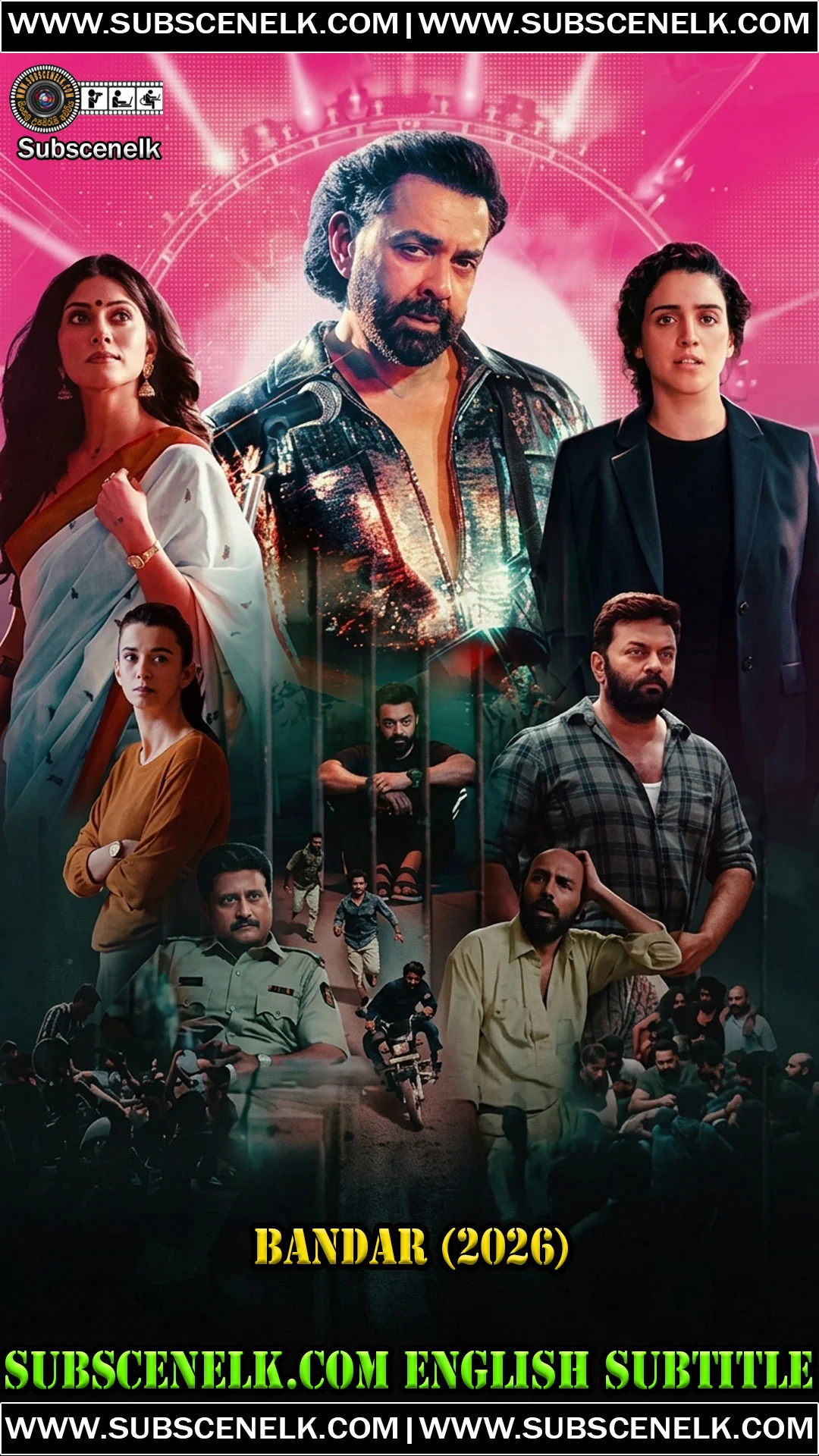 Bandar 2026 English Subtitle, Bobby Deol, Sanya Malhotra, Sapna Pabbi, Anurag Kashyap, ZEE5 original, Hindi crime thriller, Sudip Sharma,Bandar 2026, Bandar Hindi movie, Bobby Deol, Sanya Malhotra, Sapna Pabbi, Saba Azad, Anurag Kashyap director, Sudip Sharma writer, Abhishek Banerjee, ZEE5 original, Bandar review, Bandar plot, Bandar cast, Bandar runtime, Bandar OTT, prison drama Hindi, false accusation film, MeTooForMen cinema, TIFF 2025 film, Saffron Magicworks, Zee Studios, Anurag Kashyap film, Bobby Deol performance, Hindi crime thriller, courtroom drama film, media trial film, Bandar box office, 2.45 crore opening, dark cinema Hindi, challenging film, social commentary cinema, Bandar English subtitle, fan-made subtitles, Bandar translation, Bandar review 2026, Bandar critics, Bandar audience score, Bandar streaming, Bandar release date, June 5 2026, August 28 2026 OTT, ZEE5 Hindi film, Anurag Kashyap comeback, Nikhil Dwivedi producer, Shaaz Rizvi cinematography, Aarti Bajaj editing, Amit Trivedi music, jail survival film, undertrial prisoner story, justice system critique.